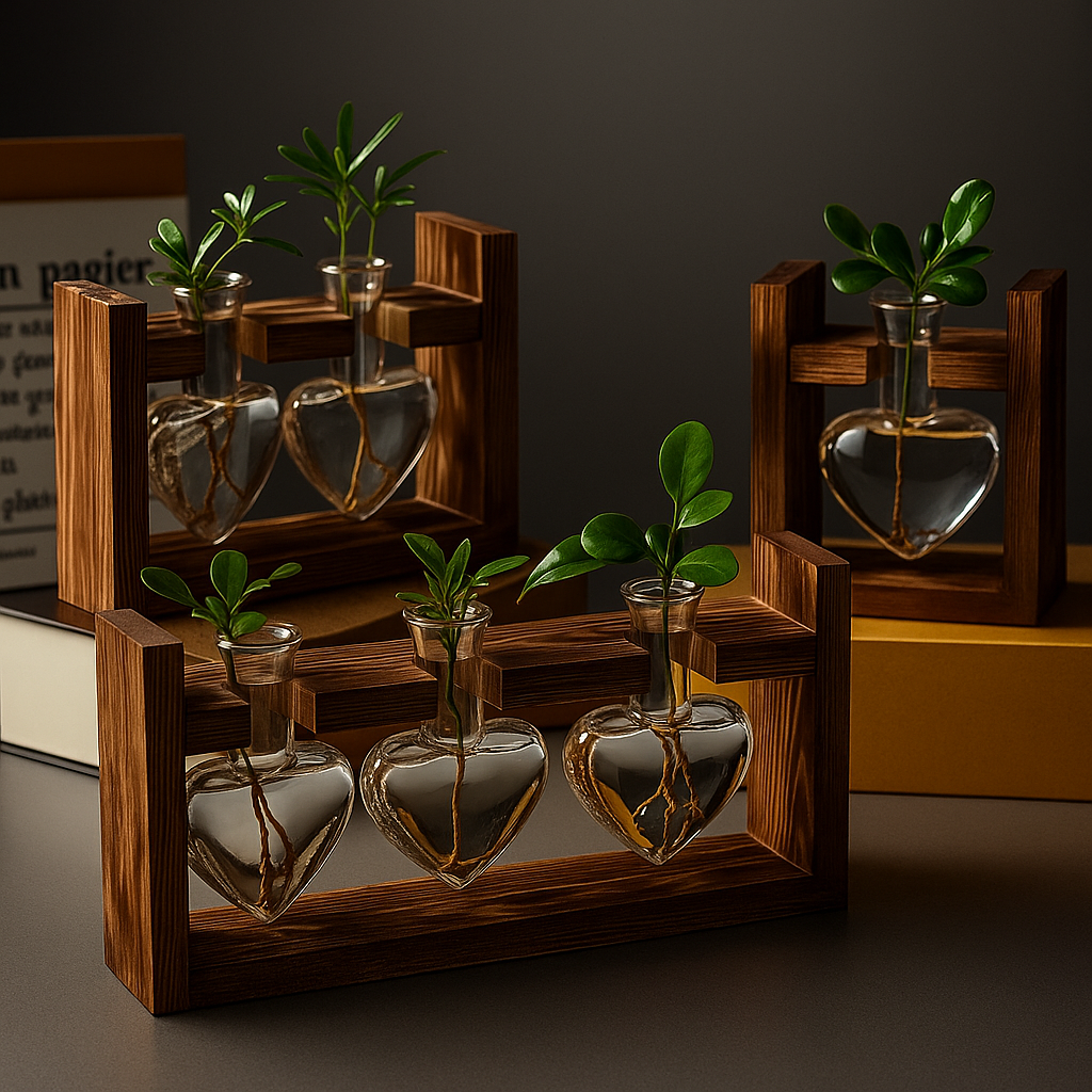 Vaso De Vidro Decorativo com Moldura de Coração - Elegância para Qualquer Ambiente