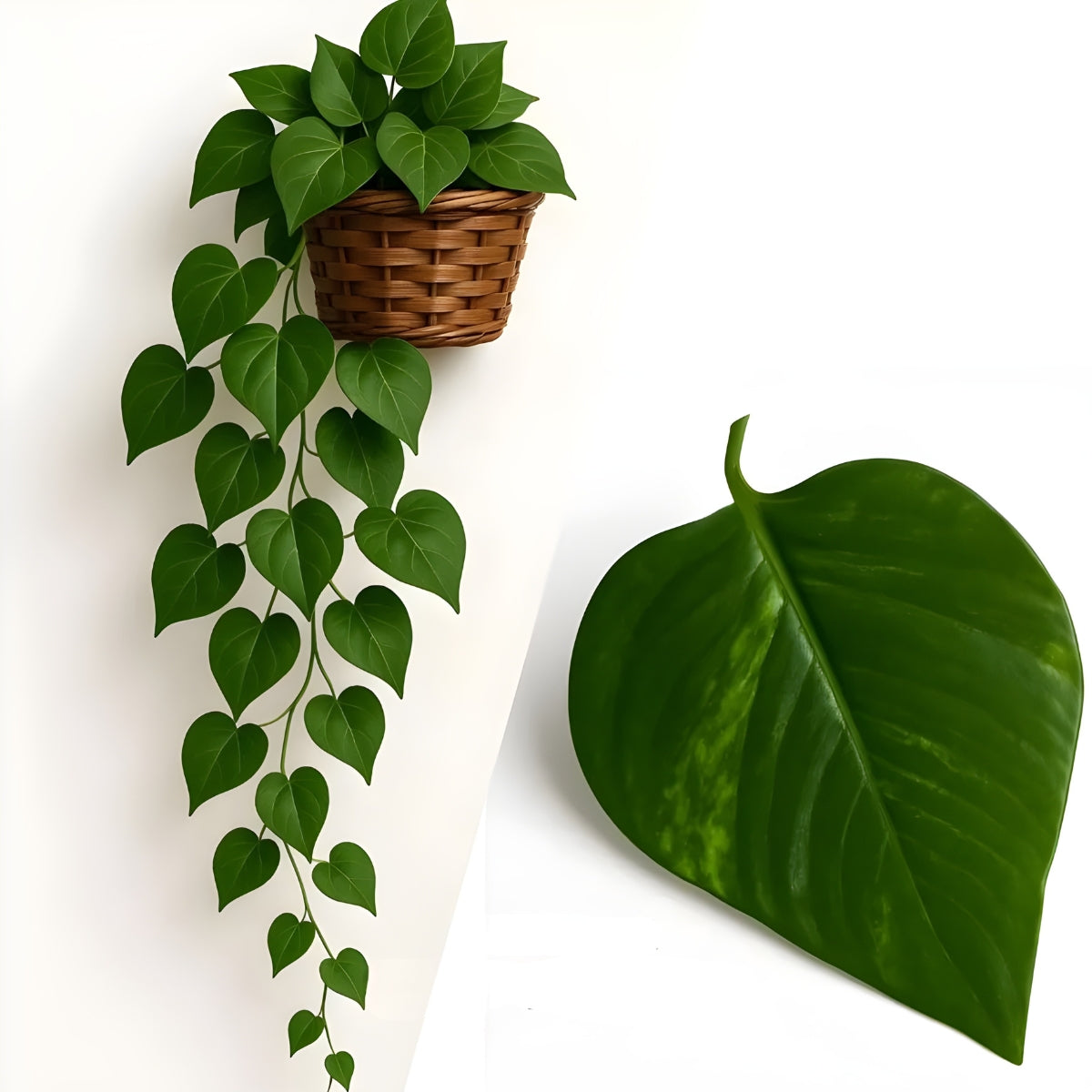 Planta Pendente De Hera, Jiboia e Melancia Com Vaso Decorativo