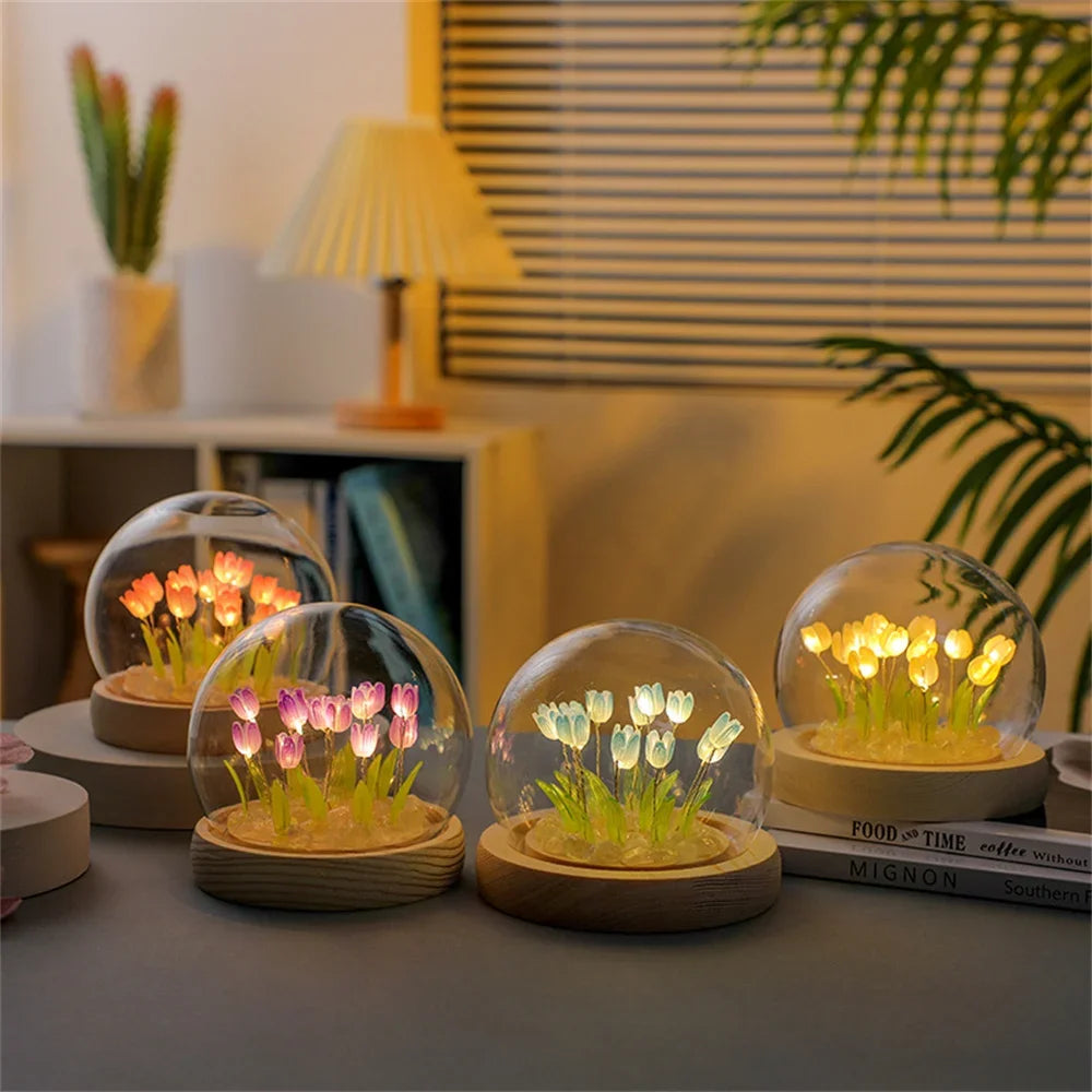 Planta Artificial Tulipa DIY Elegância Iluminada Com Led