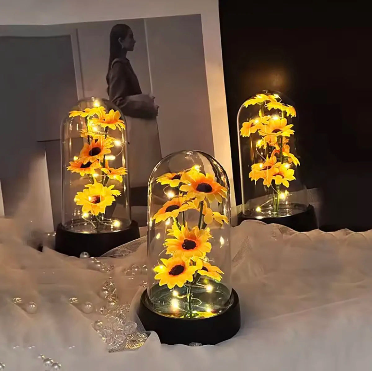 Planta Artificial Girassol Brilho Estrelado Com Led
